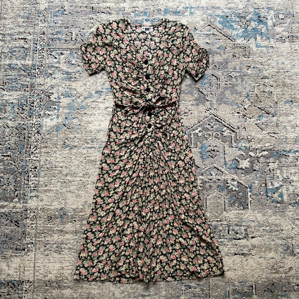 Vintage floral dark Cottagecore dress